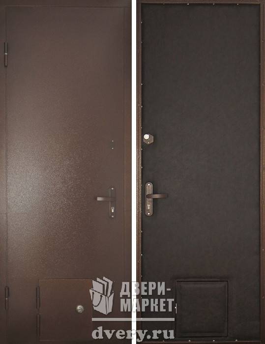 Входные металлические двери с лазом (окошком) для животных